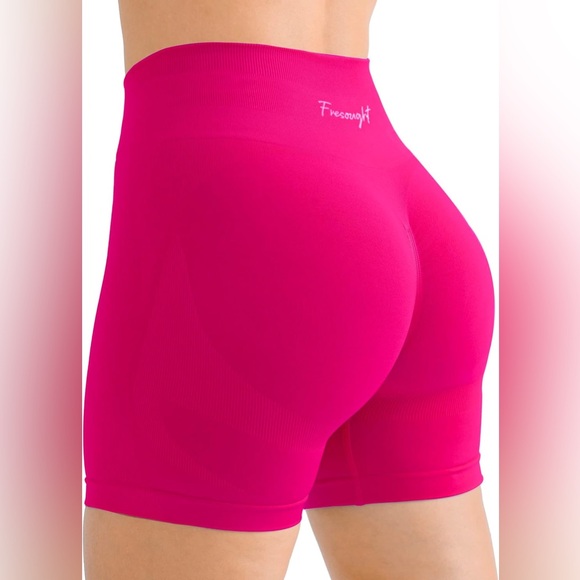 Fresought Pants - FRESOUGHT Workout GymButr Scrunch Tummy Control High Waisted Shorts Pink